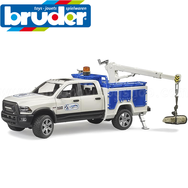 * Bruder RAM 2500 pickup with mobile crane and lights 02509