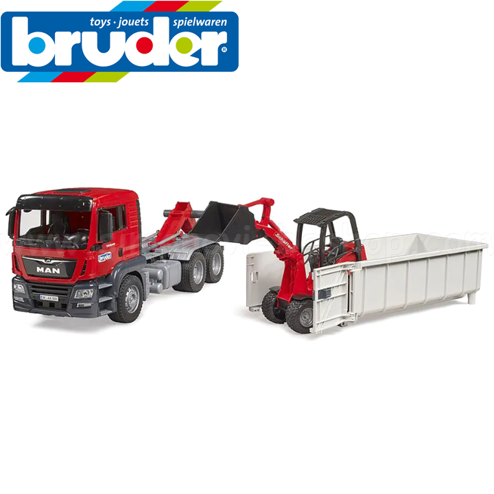 * Bruder MAN TGS truck with roll-off container and loader SCHÄFFER 03767