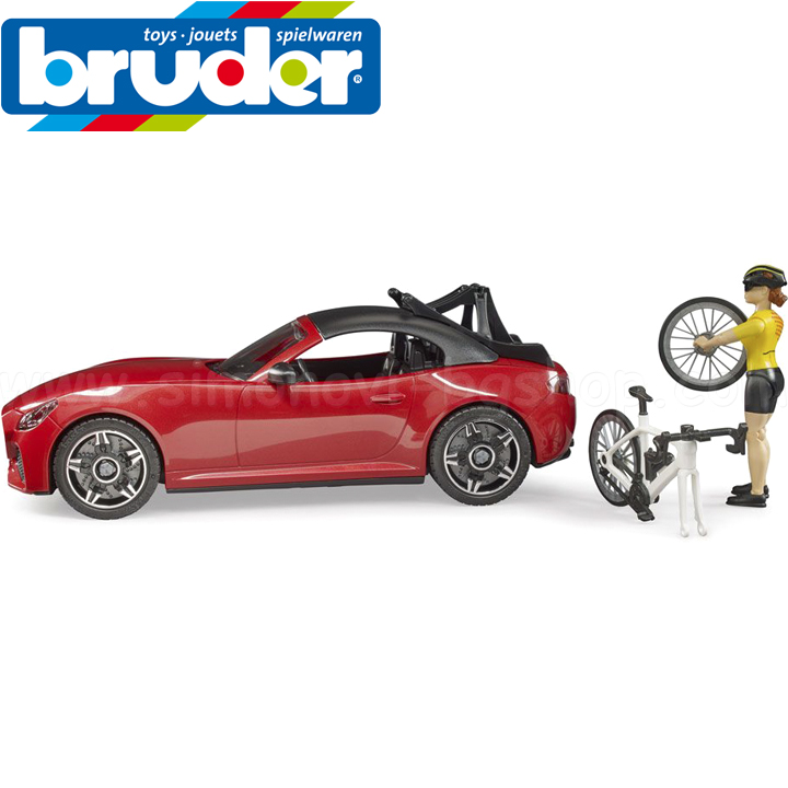 Bruder Roadster cu ciclist și bicicletă de curse 3485