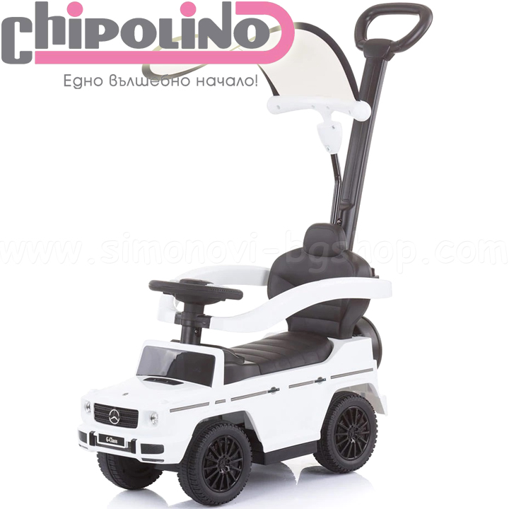 Chipolino Pusher car with handle and canopy Mercedes G350D White ROCMB02101WH
