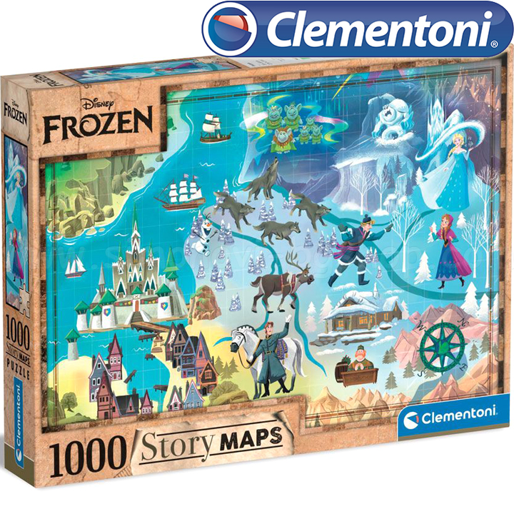 Clementoni  1000. Disney Story Maps Frozen 39666