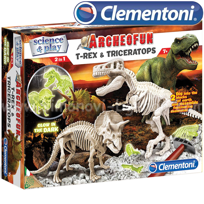 * Clementoni Știință & Play Light Scheletul T-Rex și Tricera