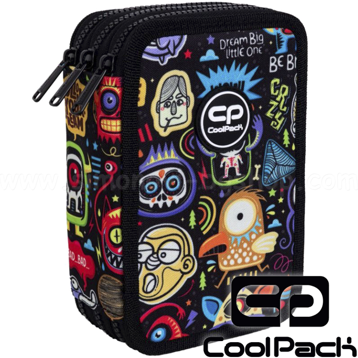2023 Cool Pack Jumper 3 Full 3 Zip Toiletry Bag Scary Stickers F067696