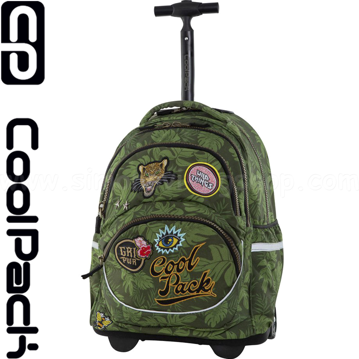 2023 Cool Pack Starr Wheeled Backpack Badges G Green B35157
