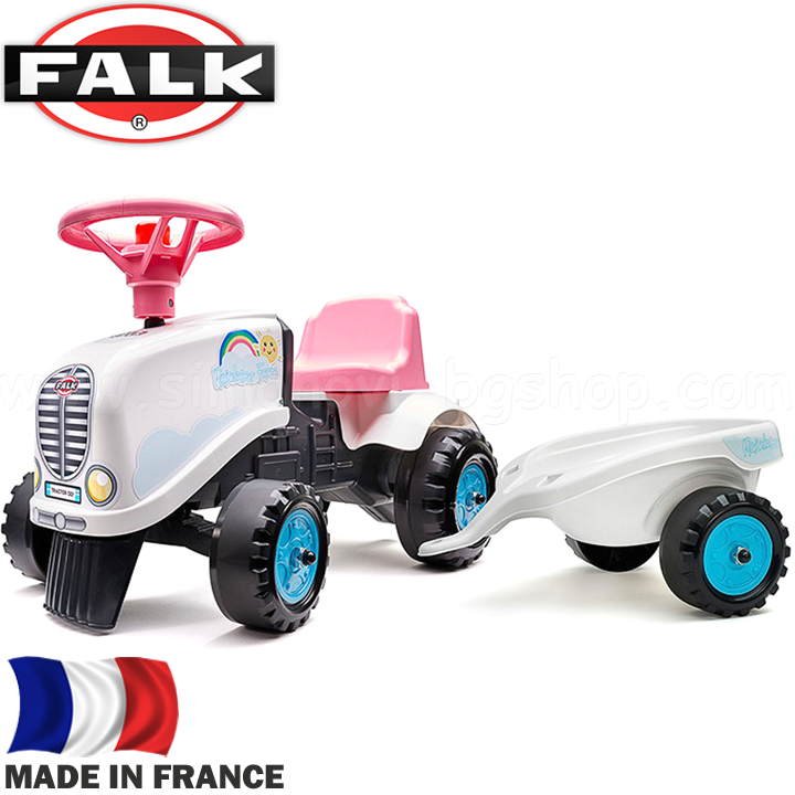 * Tractor FALK pRainbow206Bentru copii cu remorcă GO! Rainbow206B