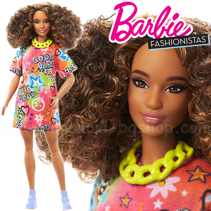 Barbie Fashionistas - Păpușă Barbie HJT00 cu păr creț