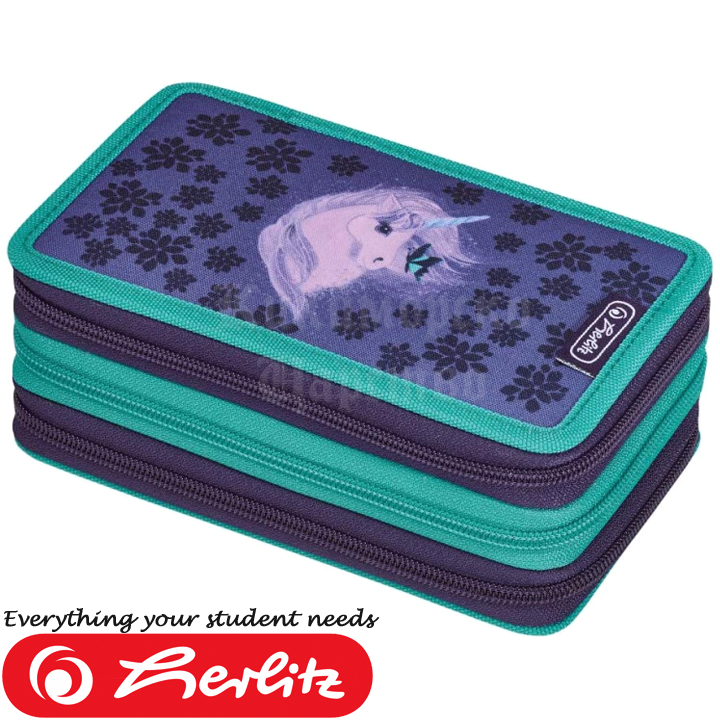 * 2021 Herlitz Girls Triple case with 31 accessories Unicorn 50033034