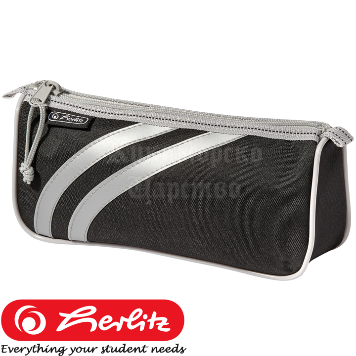 * 2022 Herlitz Triangular soft case with 1 zipper Black 10312726