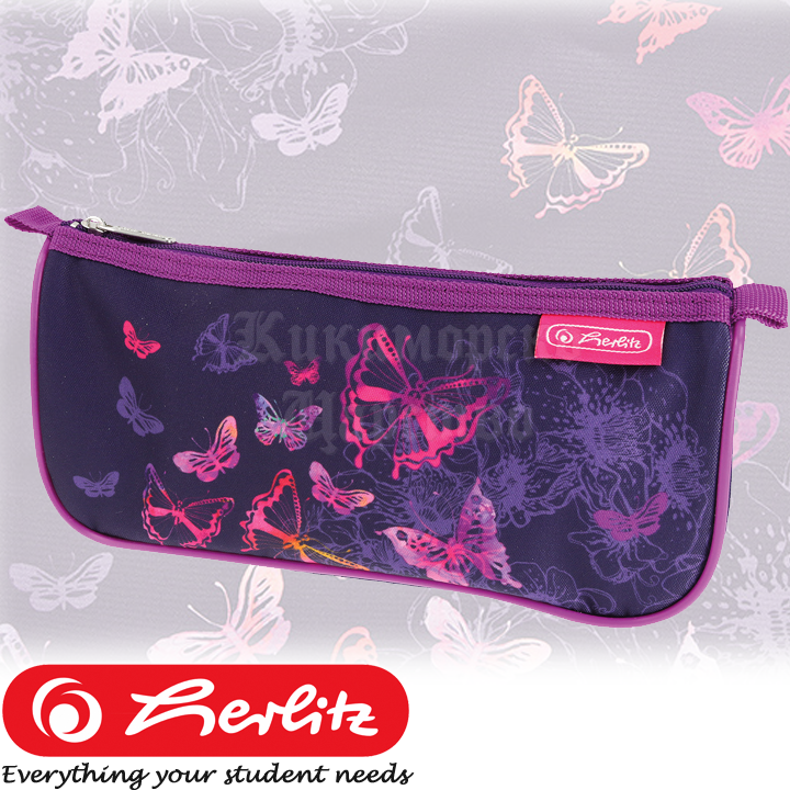 * 2022 Herlitz Girls Empty soft case with 1 zipper Butterflies 50038459