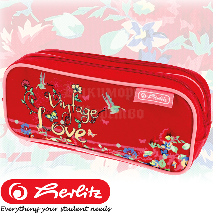 * 2023 Herlitz Girls Empty soft case with 2 zippers Vintage Love50038466