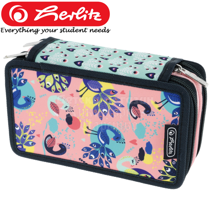 * 2022 Herlitz  Triple travel bag with 31 accessories Fancy Peacock50043392