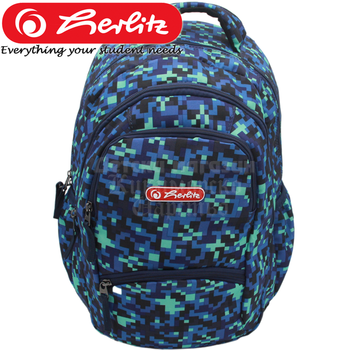 2023 Herlitz Zipper Pro School Backpack Blue Pixel 9492190