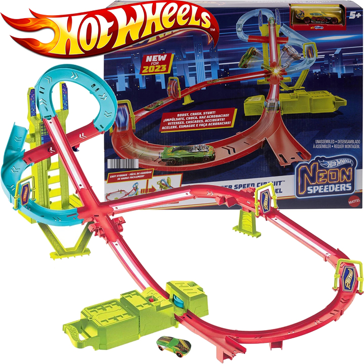 Hot Wheels Neon Speeders - Set Speed skyscraper with neon racer