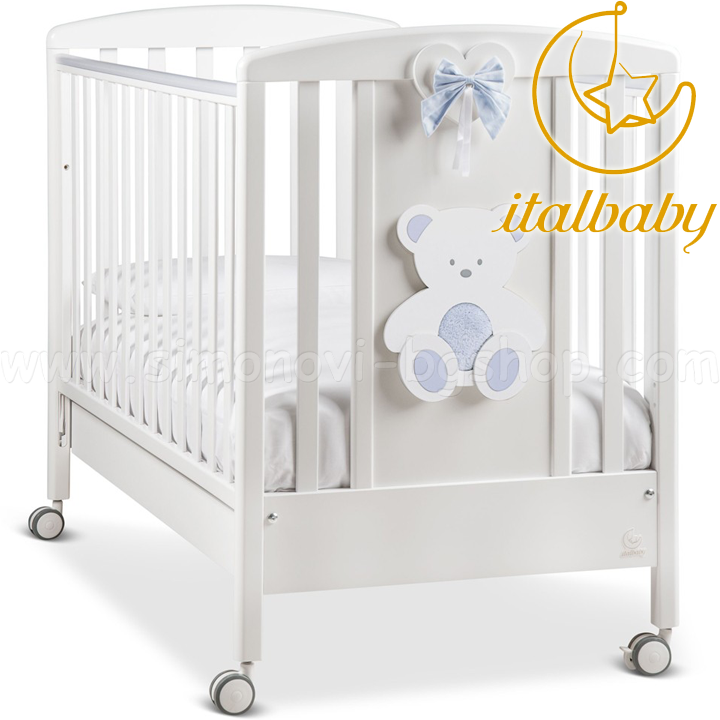 Italbaby Wooden Wooden Bed Peluche Blue/White 070.0820-0072