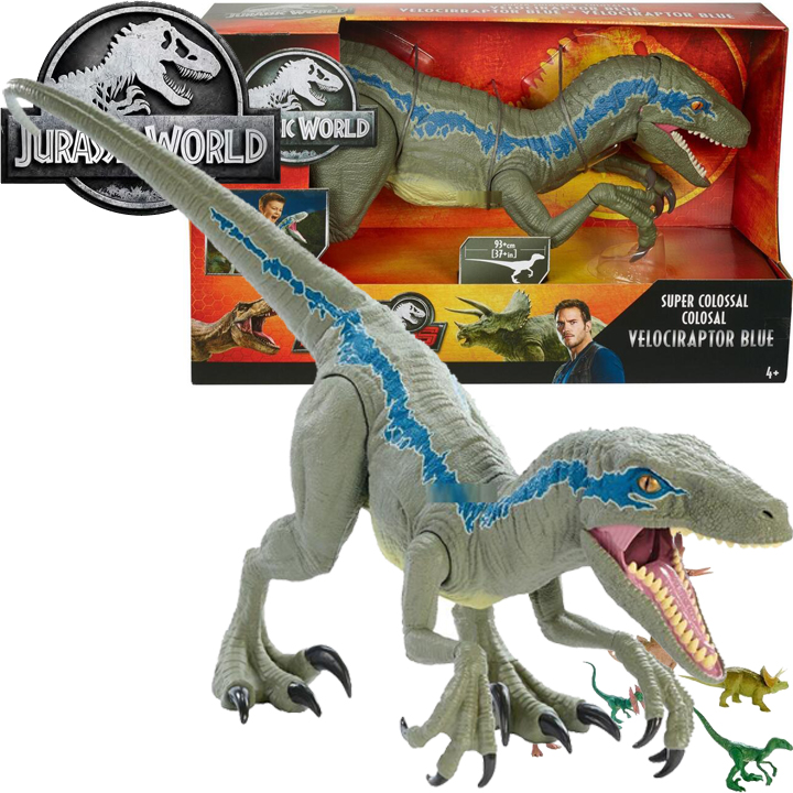 * Jurassic World Dino Rivals Super Colossal Dinozaur Velociraptor Blue GCT93