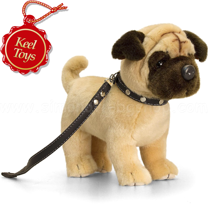 Keel Toys Plush dog  Mops with strap SD0466