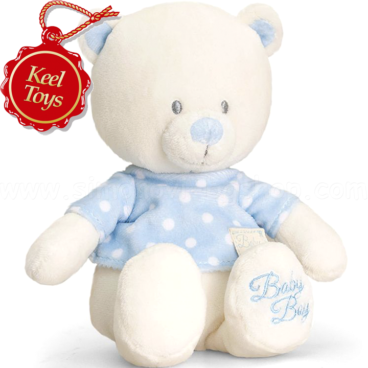 Keel Toys Baby Bear with T-Shirt in White and Blue SN0290