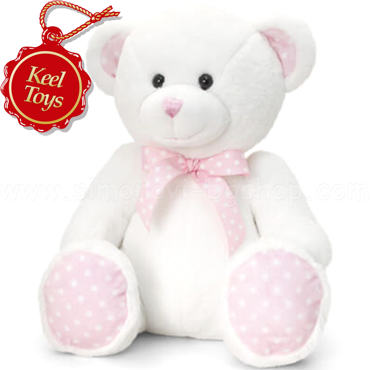 Keel Toys Baby Bear in white and pink with points SN0779