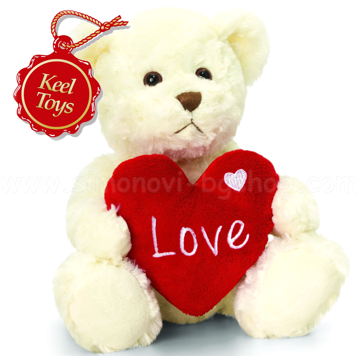 Keel Toys Baxter Bear in White with Heart SV0685
