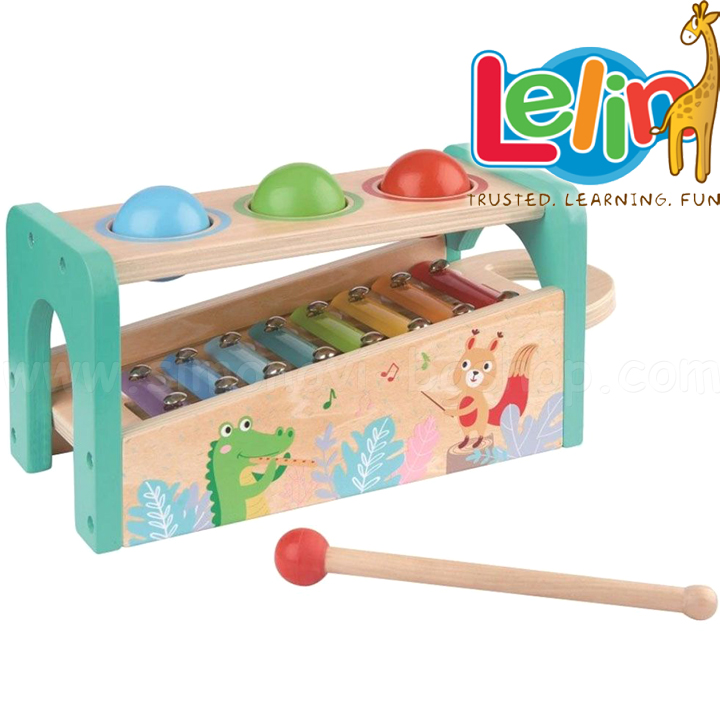 Lelin Toys Wooden xylophone with hammer and balls L21021