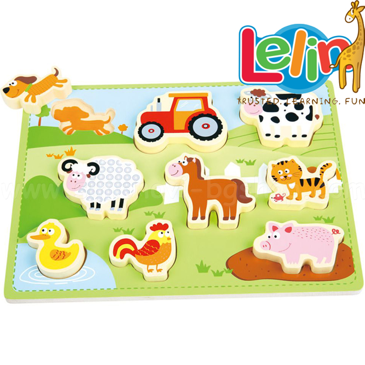 Lelin Toys Wooden Puzzle Farm - 9 elements L20081