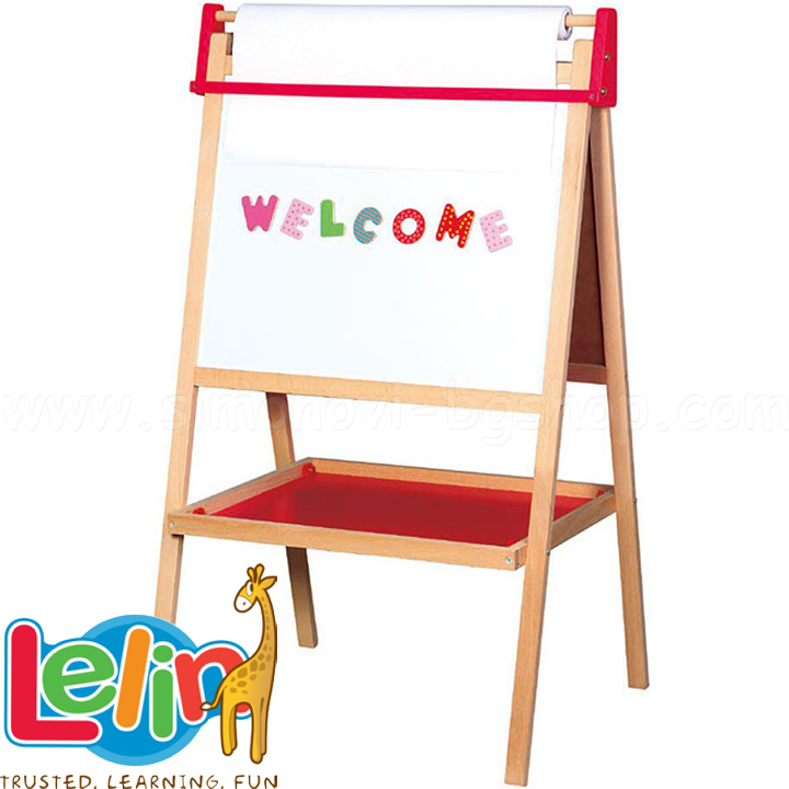 Lelin Toys Wooden double-sided board with roll of paper L30013