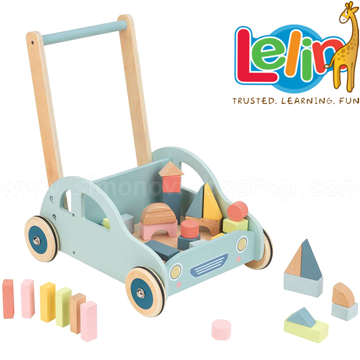Lelin Toys Wooden stroller with constructor L10338