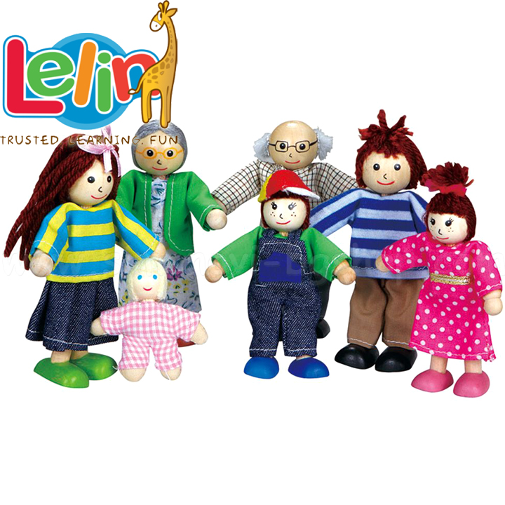 Lelin Toys Papusi din lemn 7 buc. Marea familie L50015