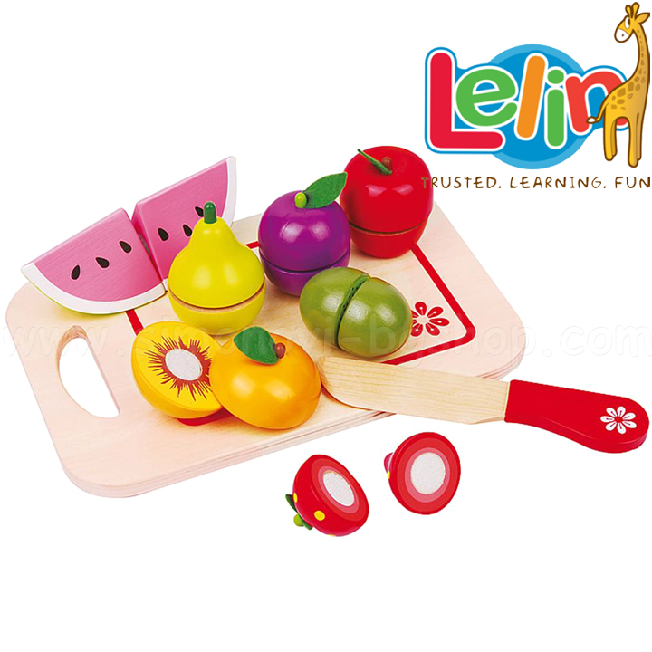 Lelin Toys Wooden fruits for cutting with board L40046
