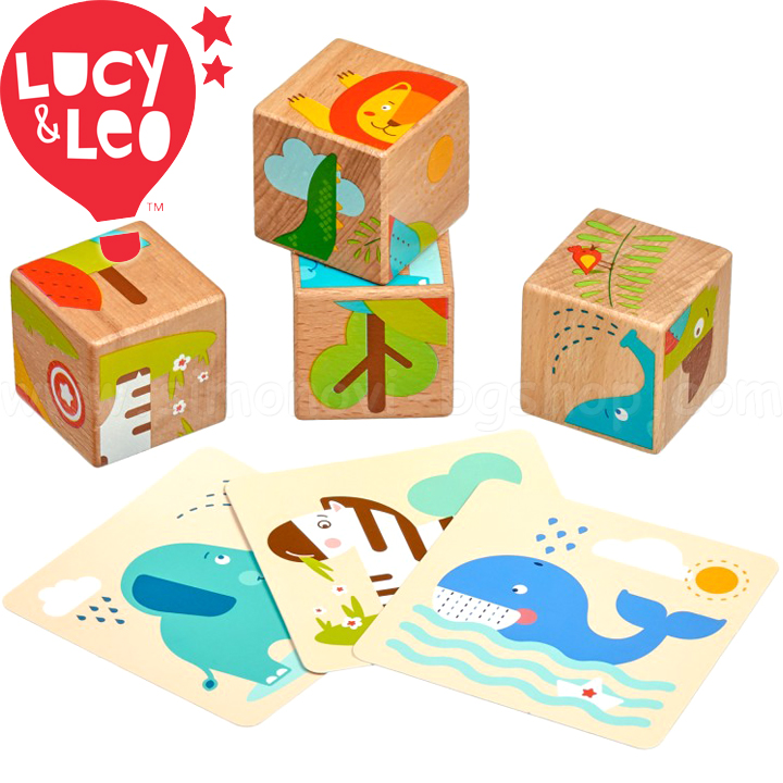 Lucy & Leo Cuburi de lemn puzzle "Animale" LL259