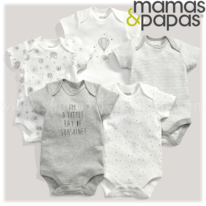 *2015 Mamas & Papas Unisex Боди с къс ръкав 5бр. Sunshine S21MW1 *2015 Mamas & Papas Unisex Боди с къс ръкав 5бр. Sunshine S21MW1
