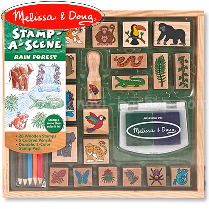 * Melissa & Doug timbrele din lemn tropical pădure 12423
