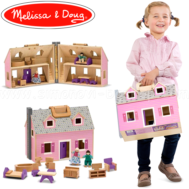 * Melissa & Doug casa din lemn cu mobilier 13701