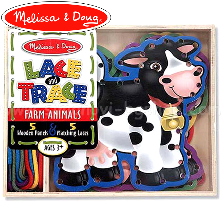 * Melissa & Doug animale de fermă din lemn, cu legături 13781
