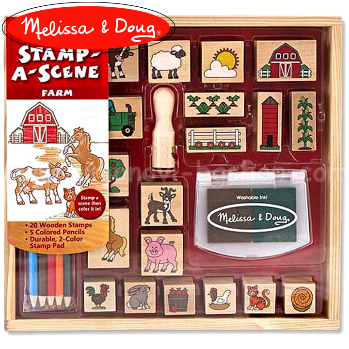 * Melissa & Doug timbrele din lemn 18592 agricole