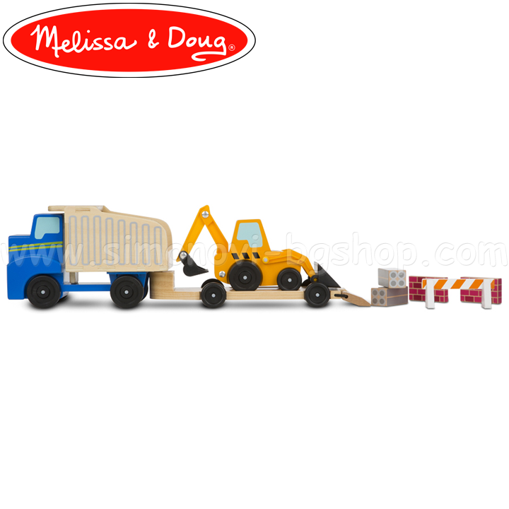 Melissa & Doug Wooden truck loader with excavator and accessories 12757