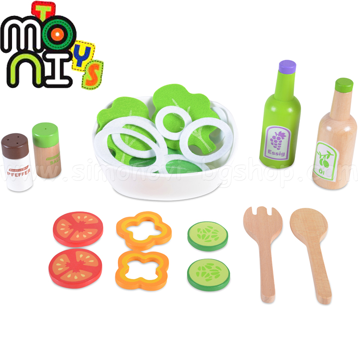 Moni Toys Wooden salad set 4303