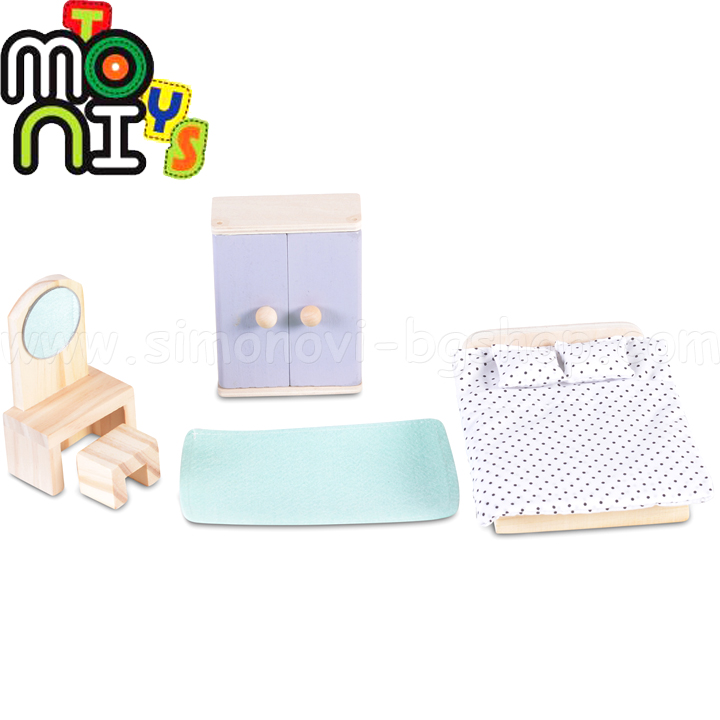Moni Toys Wooden furniture for dolls' house - bedroom 4012