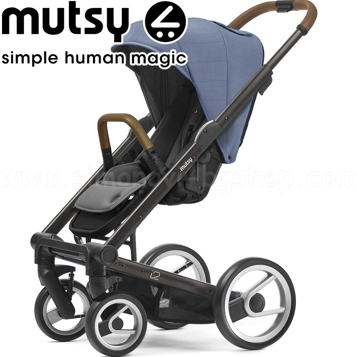 Mutsy Stroller i2 Heritage Black Brown Bright Blue