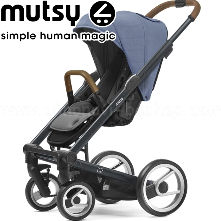 Mutsy Stroller i2 Heritage Green Blue Bright Blue