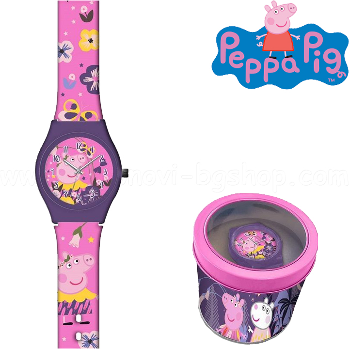 Ceas pentru copii Peppa Pig in cutie metalica PP17021