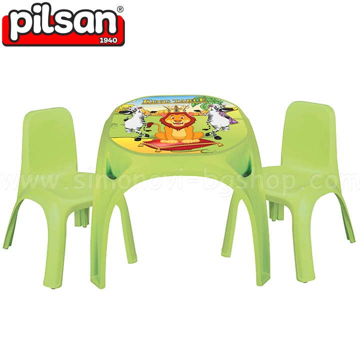 Pilsan table with chairs in green 03422