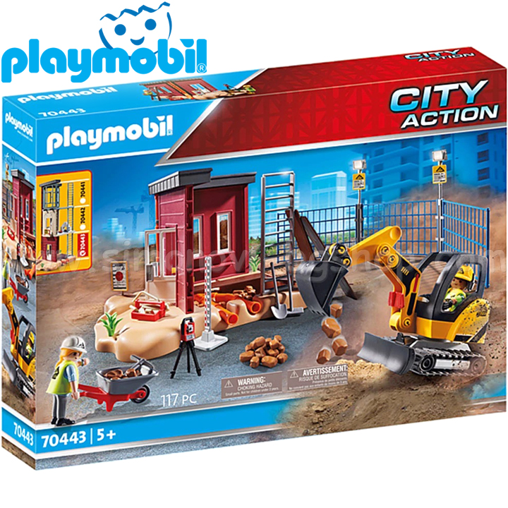 Mini excavator Playmobil City Action cu șantier 70443