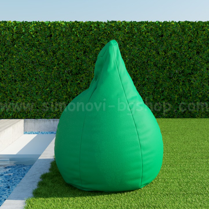 * Large Pear POOF with waterproof damask Green 506