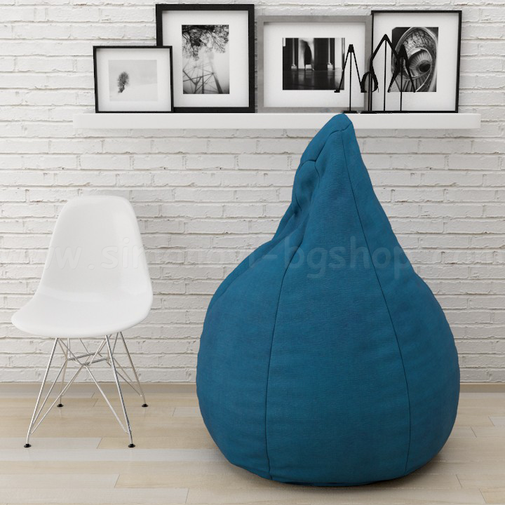 * Poof Large pear with damask LUX Petrol BlueT-401