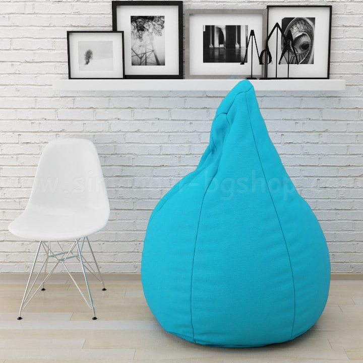 * Poof Large pear with damask LUX Light Blue T-402
