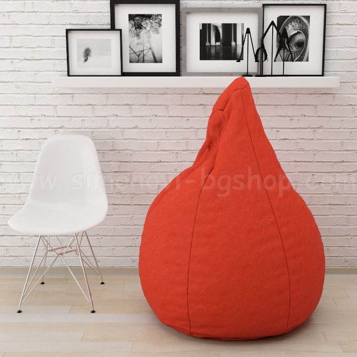 * Poof Large pear with damask LUX OrangeT-408