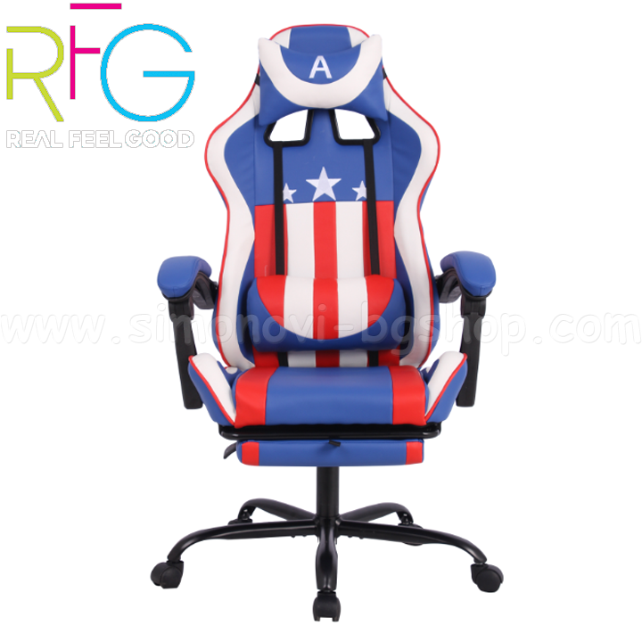 * RFG Ergonomic gaming chair "Max Game" made of eco-leather Blue/White 401020008