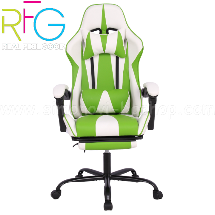 * RFG Ergonomic gaming chair "Max Game" made of eco-leather White/Green 40102000