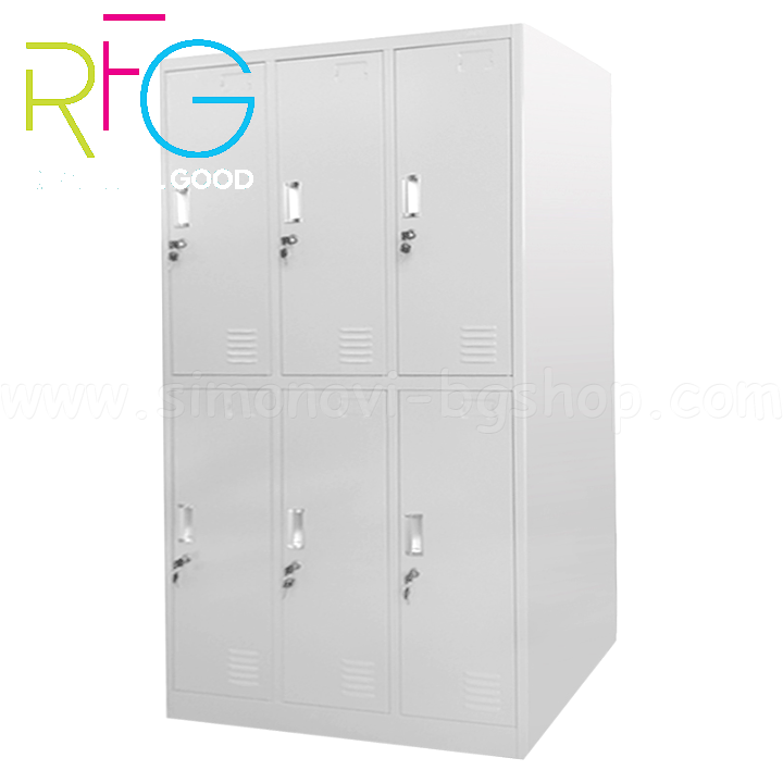 * RFG Triple metal wardrobe with 6 doors 185 x 90 x 45cm. in gray color 40351800